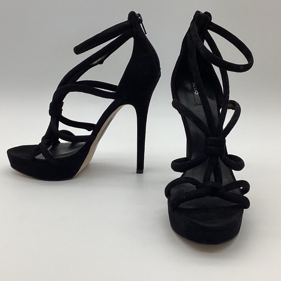 1926. Aldo Black Strappy Stiletto Heels NWOT Size 9 - Picture 1 of 8